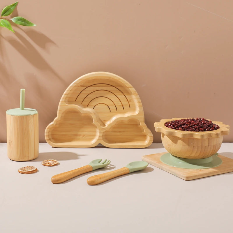 Kit Introdução Alimentar em Bambu e Ventosa Bambini | 5 Peças