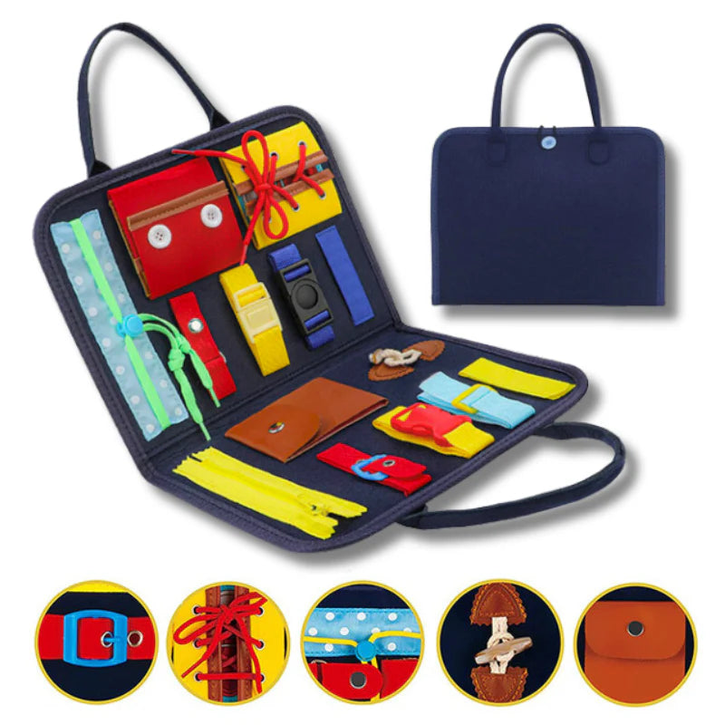 Maleta Educativa Sensorial Montessori LudiKids | 1 a 7 anos Azul 15 atividades