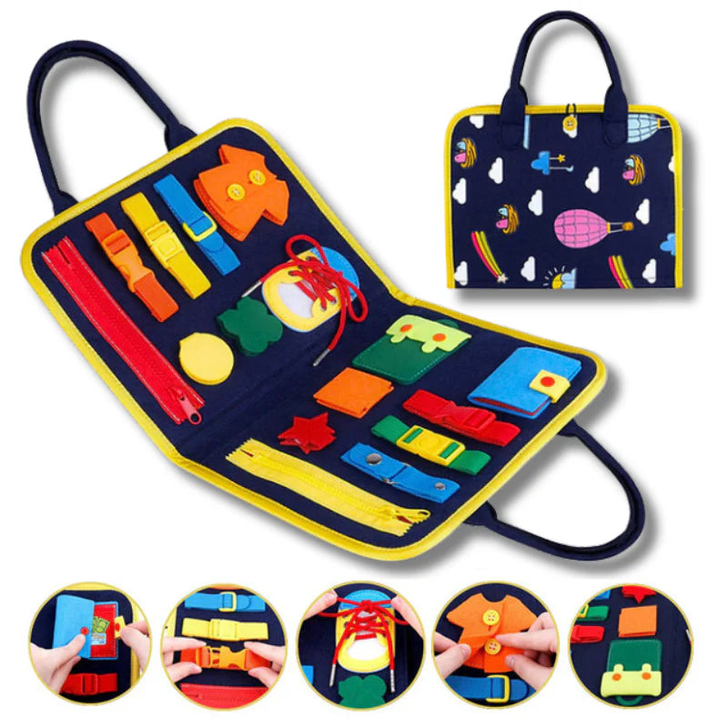 Maleta Educativa Sensorial Montessori LudiKids | 1 a 7 anos Azul 20 atividades