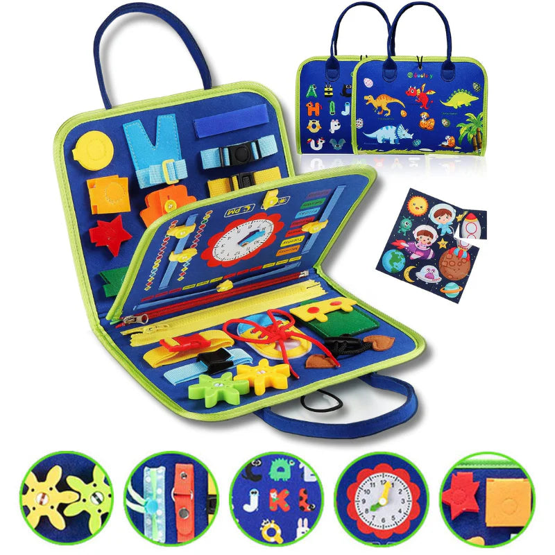 Maleta Educativa Sensorial Montessori LudiKids | 1 a 7 anos Azul 25 Atividades