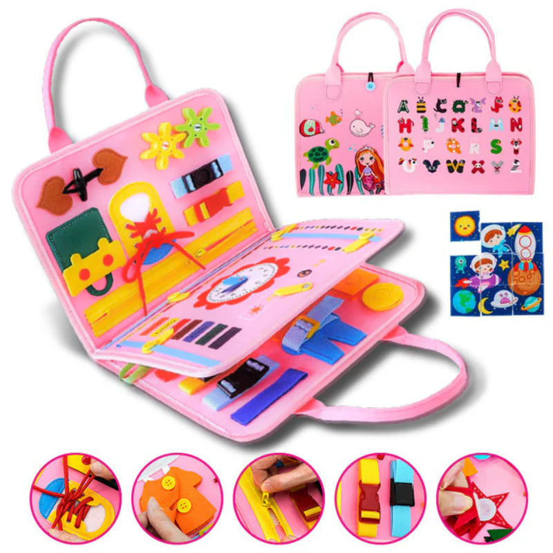 Maleta Educativa Sensorial Montessori LudiKids | 1 a 7 anos Rosa 25 Atividades