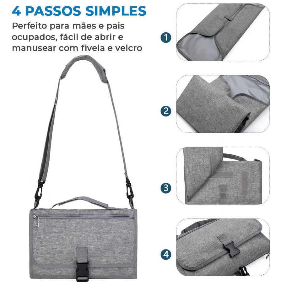 Trocador Portátil 3 em 1 BabyJoe | Trocador/Porta fraldas/Lenço Umedecido