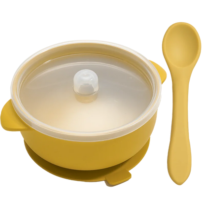 Bowl de Silicone Redondo com Tampa e Colher MimoBaby | Introdução Alimentar | Livre de BPA