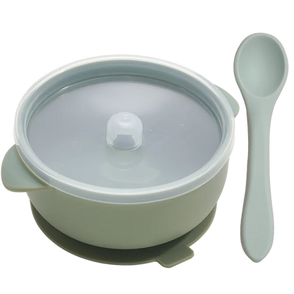 Bowl de Silicone Redondo com Tampa e Colher MimoBaby | Introdução Alimentar | Livre de BPA