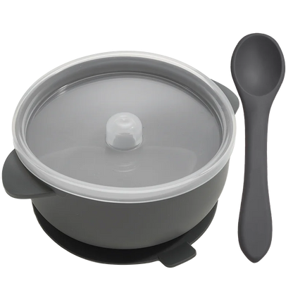 Bowl de Silicone Redondo com Tampa e Colher MimoBaby | Introdução Alimentar | Livre de BPA