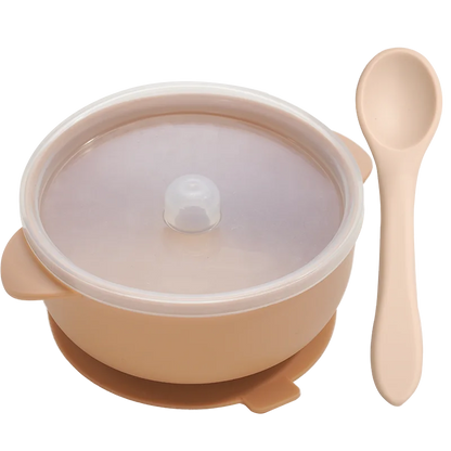 Bowl de Silicone Redondo com Tampa e Colher MimoBaby | Introdução Alimentar | Livre de BPA