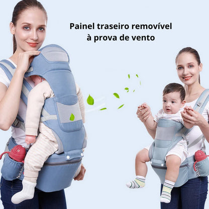 Mochila Canguru para Carregar Bebê BabyBag 5 Níveis de Altura | 3 Modos com +15 Posições para Carregar o Bebê