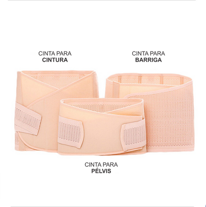 Kit 3 Cintas Modeladoras Pós Parto: Barriga, Cintura e Pélvis - MoldaLift