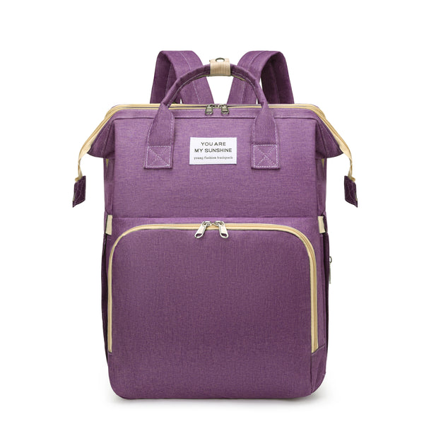 Mochila Maternidade Multifuncional 4 em 1 MixBag | Vira Berço e Troca Fraldas Roxo