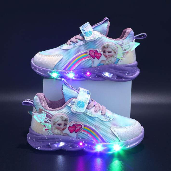 Tênis Infantil Feminino Frozen Elsa Roxo Com Led PiririmKids