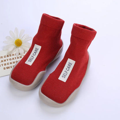 Tênis Meia Infantil Vermelha Com Sola Emborrachada Antiderrapante BabySock