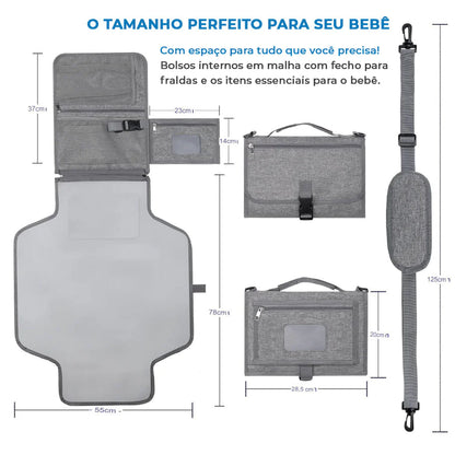 Trocador Portátil 3 em 1 BabyJoe | Trocador/Porta fraldas/Lenço Umedecido