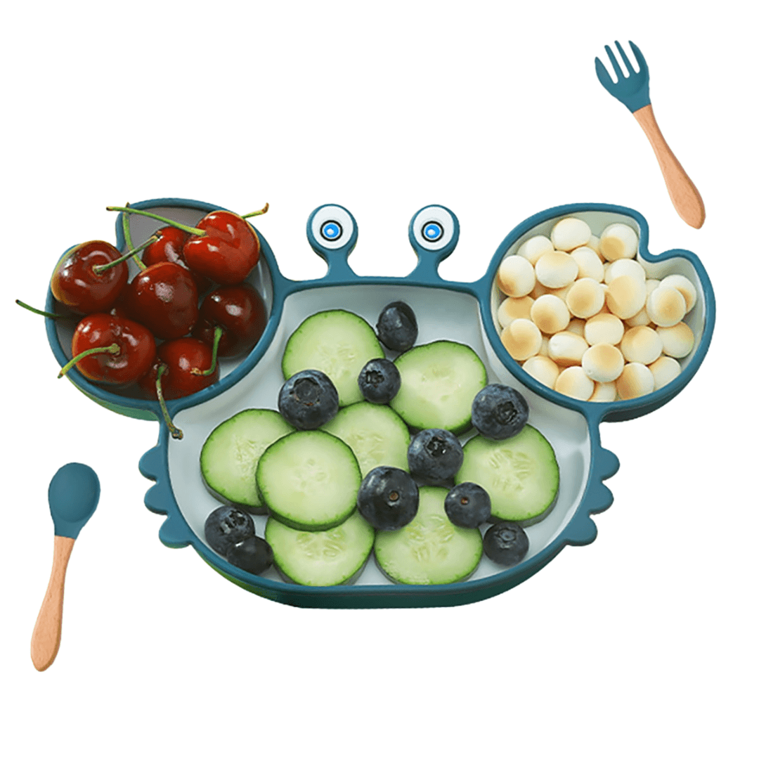Pratinho de Siri Anti-Derrapante | 3 Compartimentos | 100% Silicone - IAmamentar | Alimentação do seu bebê em primeiro lugar